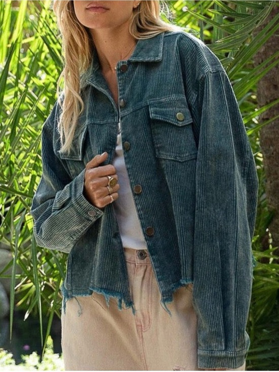 POL Jackets & Blazers - POL Hunter Corduroy Button-Up Distressed Hem Jacket, Size M (oversized) EUC
